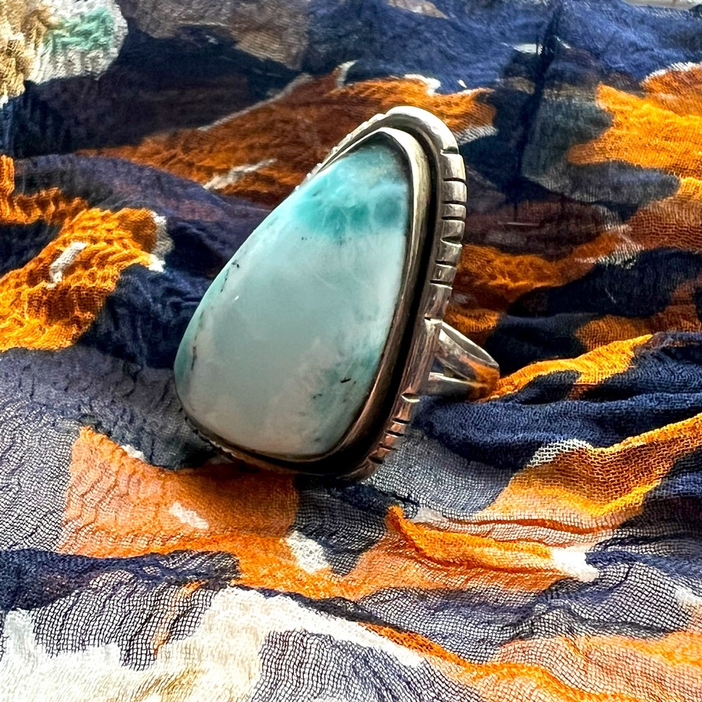 Larimar sterling silver ring size 8/9